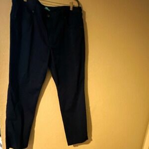 Tommy Bahama Navy Chino Pants 42W Regular Fit Straight Leg Twill Flat Front